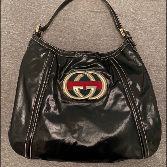 Gucci Handbags - Gucci Dialux Britt Medium Tote Bag-Black
